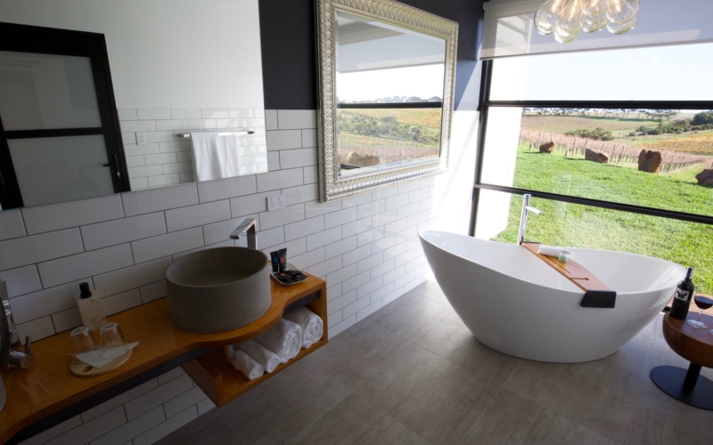 best bathroom McLaren Vale luxury accommodation Hotel California Road at Inkwell Wines top winery