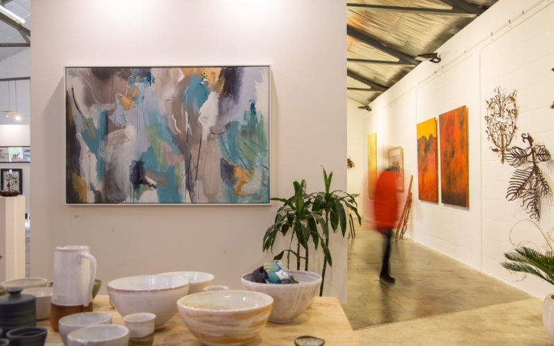 Arthouse retail gallery with ceramics and paintings