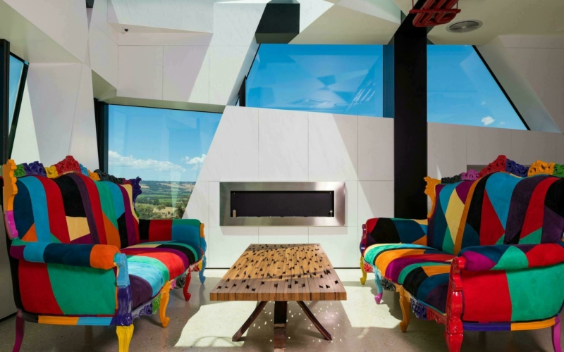 The colourful couches in the d'Arenberg Cube cellar door
